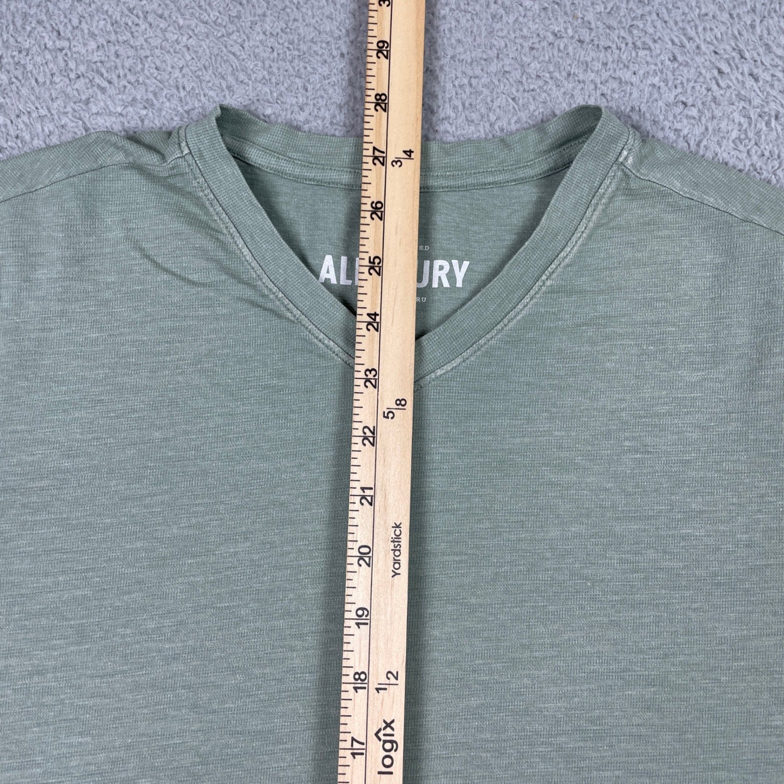Alesbury Garment-Dyed V-Neck T-Shirt Mens Large Green Slub Short Sleeve Tee