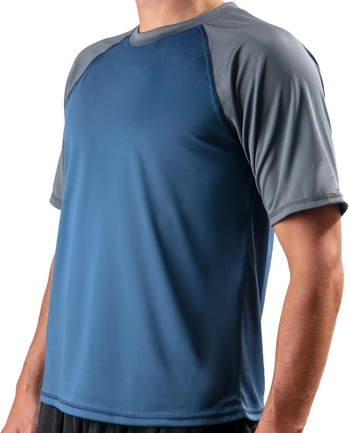 Men’s UPF 50 Short Sleeve Swim Rash Guard Sun Protection Shirt Quick Dry