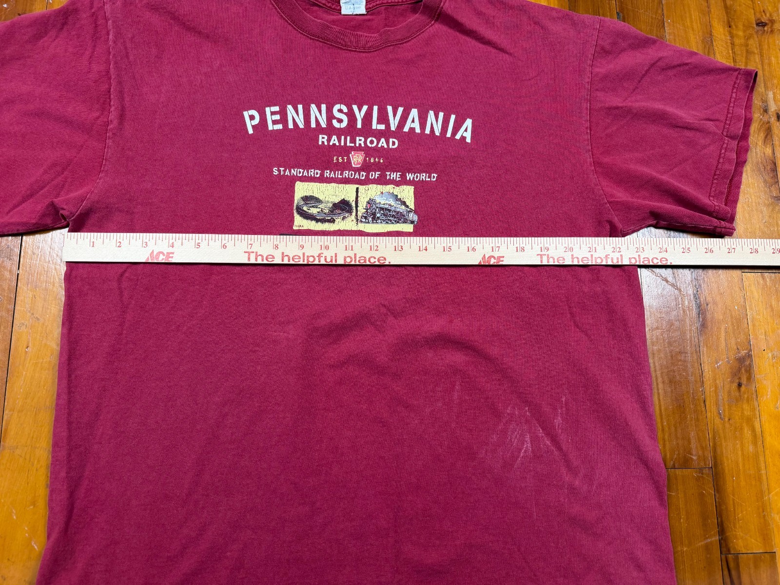Vintage Pennsylvania Railroad Horseshoe Curve K-4 Locomotive Train Tee Fit XL