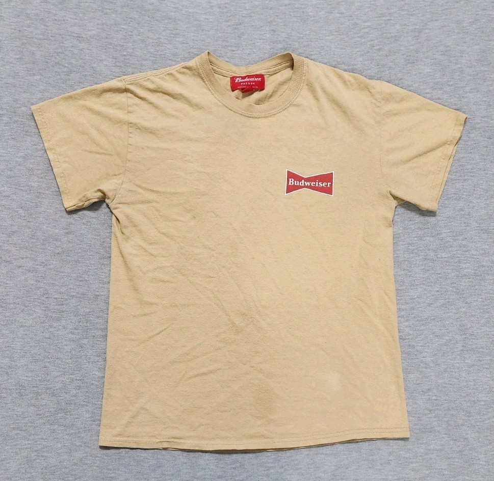 Budweiser Shirt Adult S Brown Beer Brewing Company Tee Alcohol Bartender Party