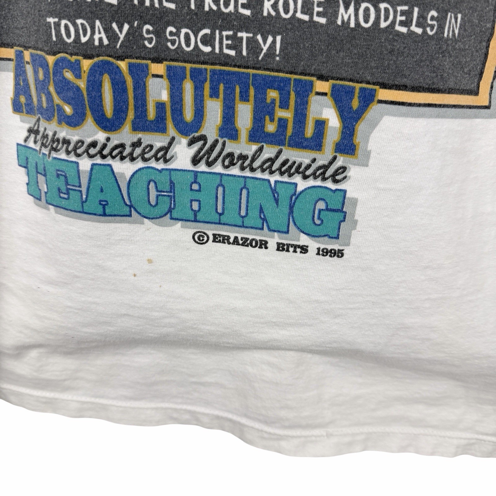 Vintage 1995 Absolutely Underpaid Teaching Comedy Graphic Shirt Size XL