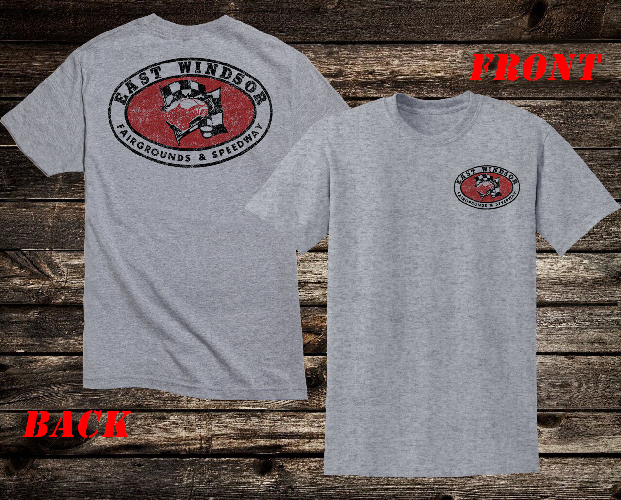 Hot Rod Tee T Shirt Drag Race Racing Front & Back East Windsor Speedway Track