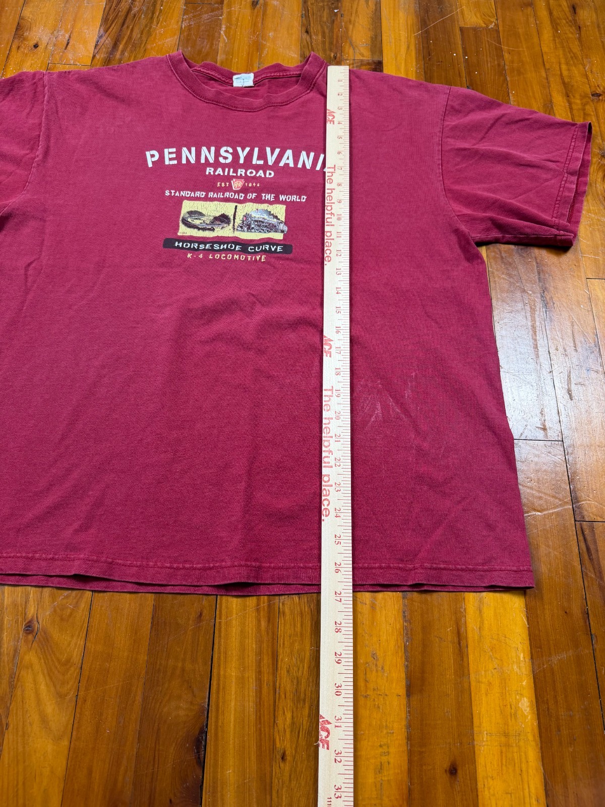 Vintage Pennsylvania Railroad Horseshoe Curve K-4 Locomotive Train Tee Fit XL
