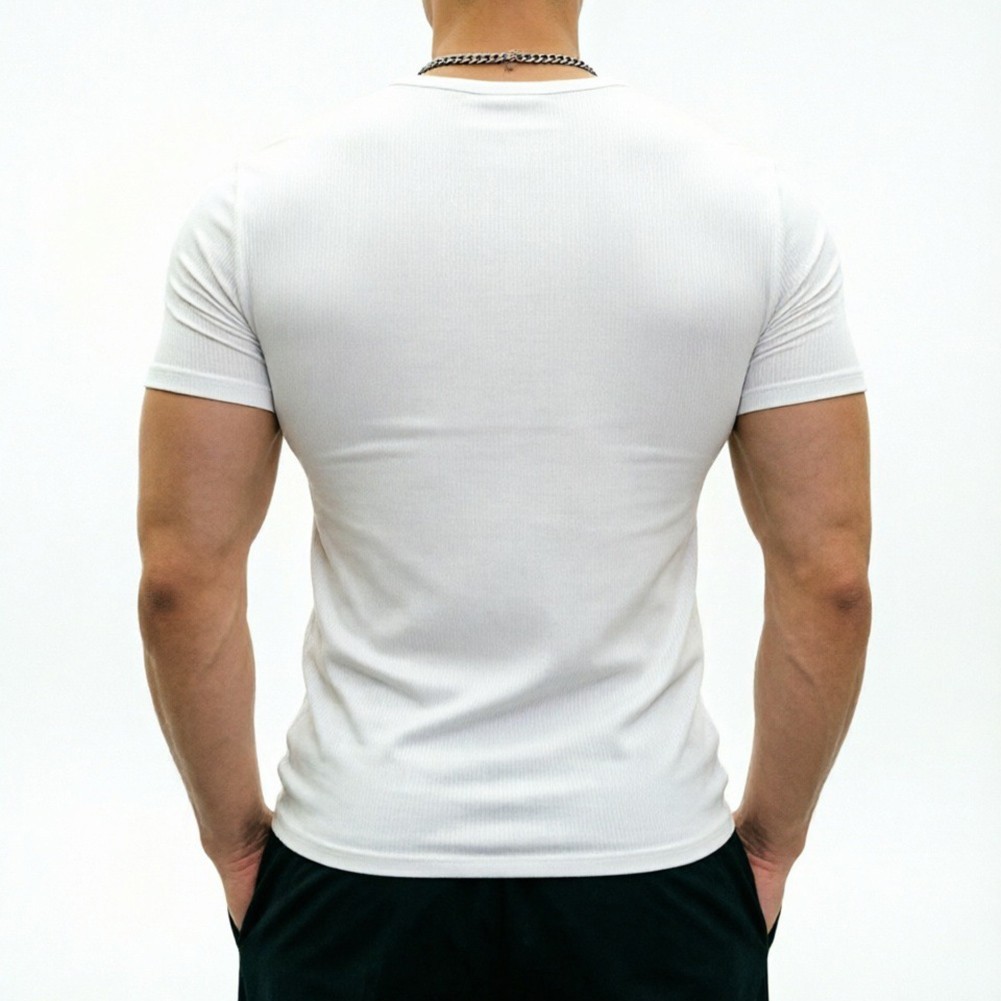 Polyester Spandex Men’s Muscle Fit Short Sleeve Tee for Gym and Training