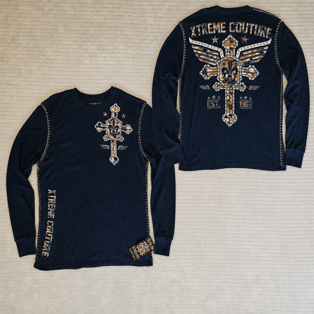 Xtreme Couture AFFLICTION Men’s Thermal SOLDIER OF FAITH Biker Wings XL