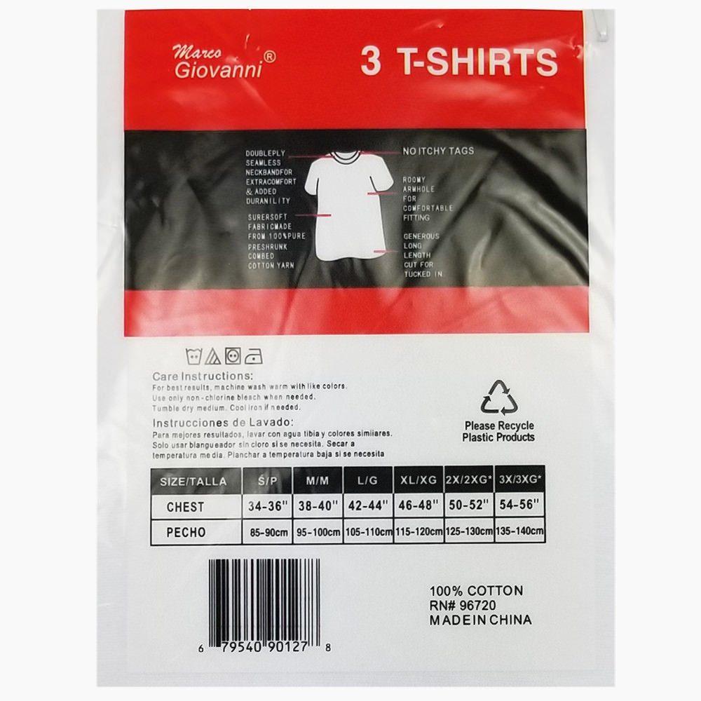 New 3 Pack Mens 100% Cotton Tagless Crew-Neck T-Shirt Undershirt Tee White S-XL