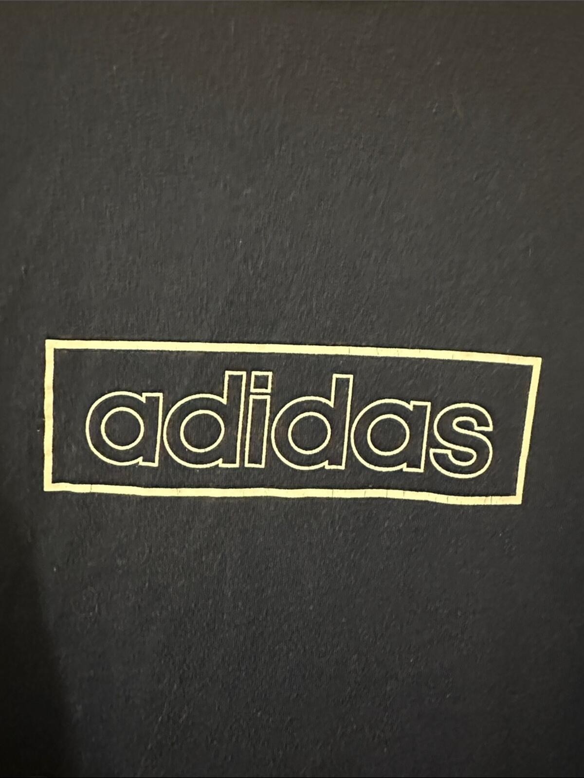 adidas Navy Long Sleeve Box Logo Vintage T Shirt