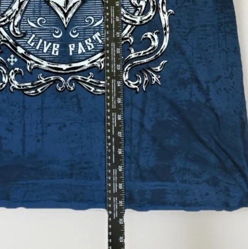 Affliction Abrasive Live Fast Reversible Tee Blue Distressed Graphic XXL NWT