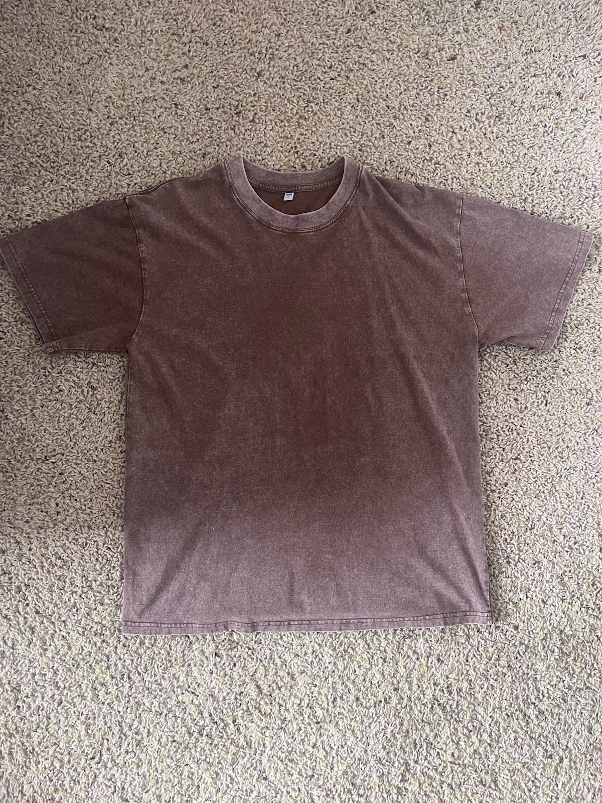Acid Wash Blank Brown Oversized Streetwear T-Shirt 100% Cotton Size Medium