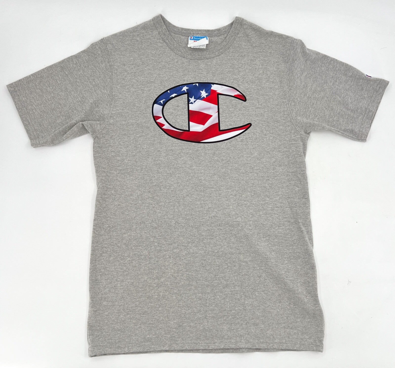 Champion Shirt Men Teens Medium Gray Short Sleeve Pull on Logo