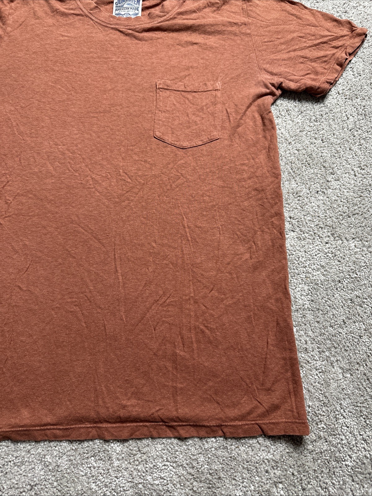 Jungmaven Pocket T Shirt Men’s L Tee Burnt Orange Hemp Cotton Made in USA