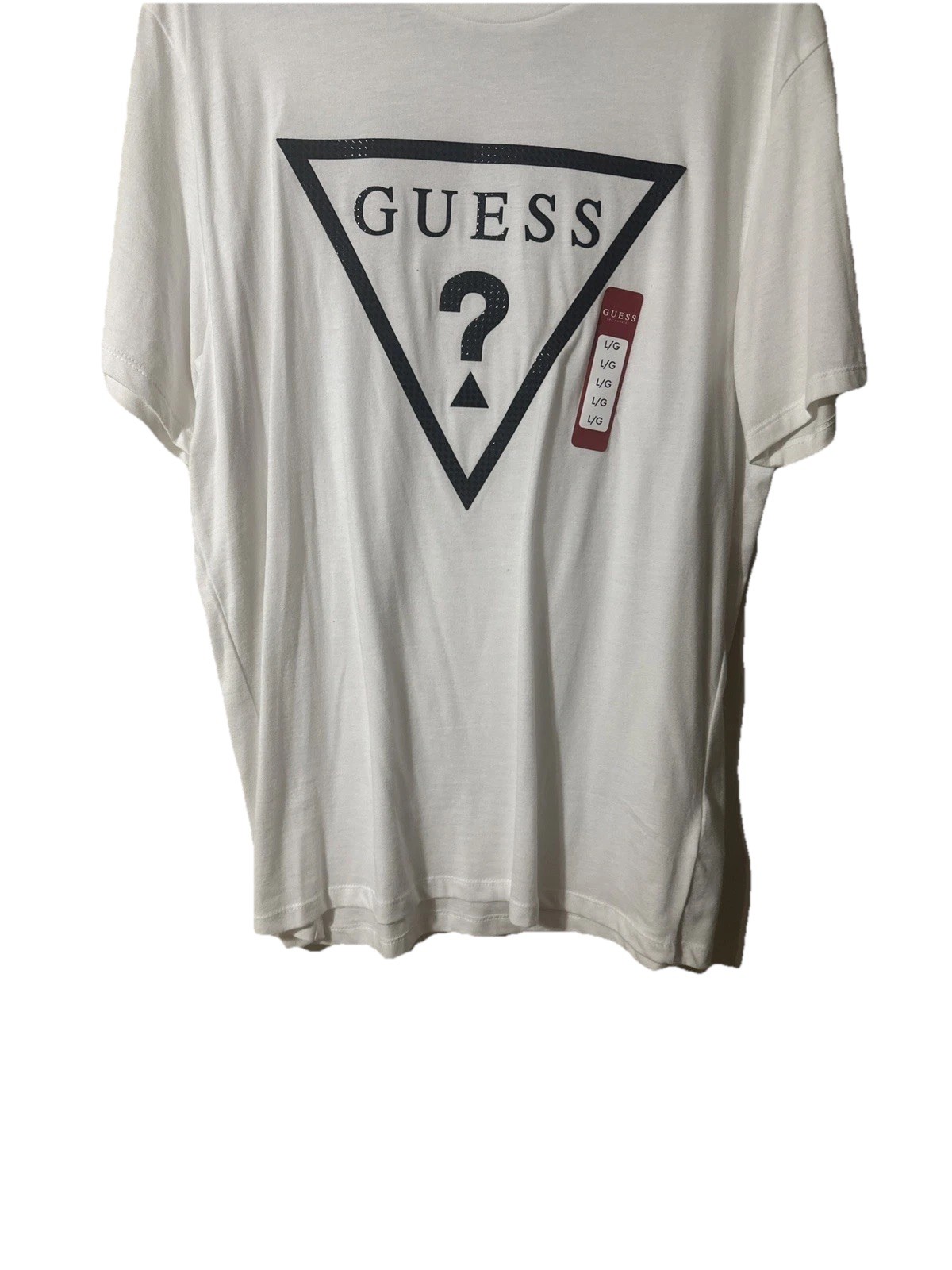 Guess T Shirt Mens Large White Graphic Spell Out Logo Crew Neck Short Sleeve
