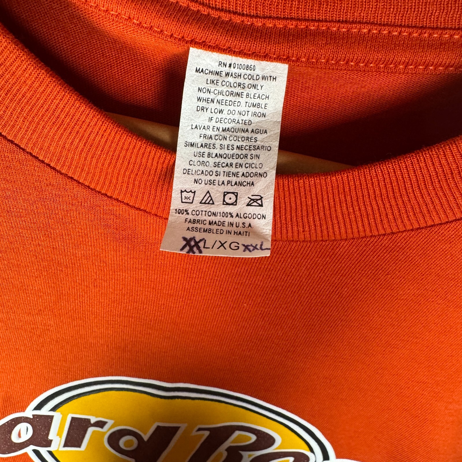 Hard Rock Cafe Santo Domingo T-Shirt Mens XXL Orange Dominican Republic