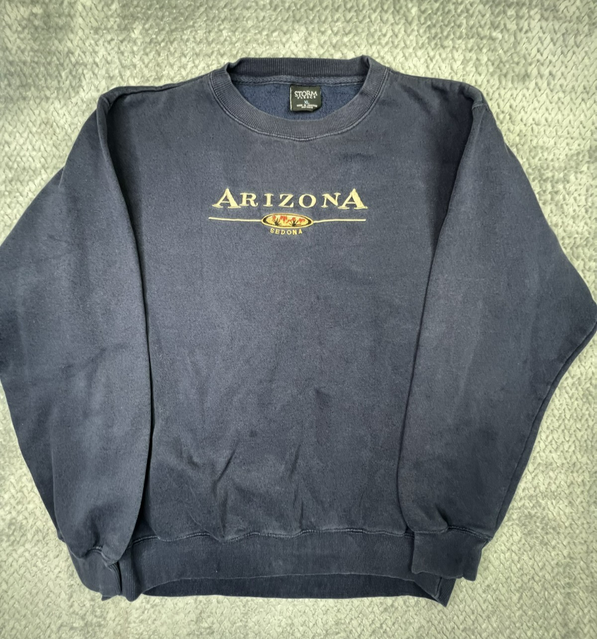 Vintage Sedona Arizona Crew Neck Heavy Shirt Vtg Nave Blue Embroidered 90s