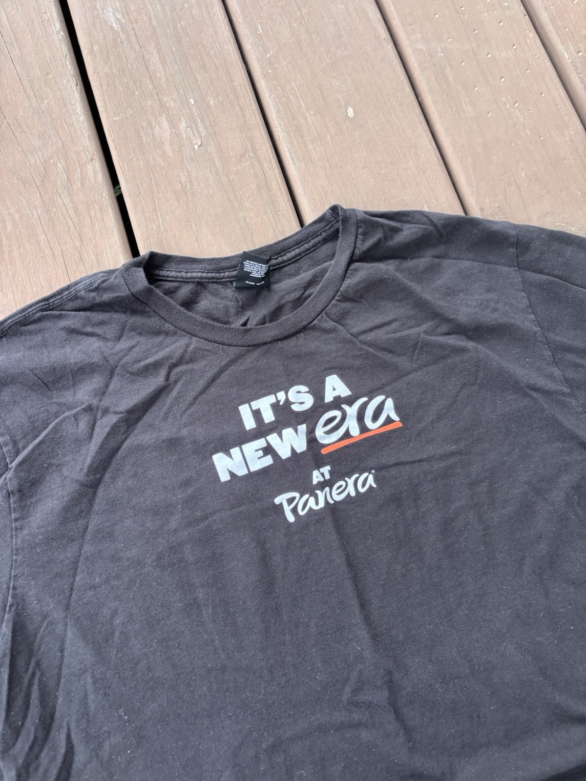 Panera Bread Promotional T-Shirt Charcoal Grey Hanes Perfect-T Tastiest Era Yet
