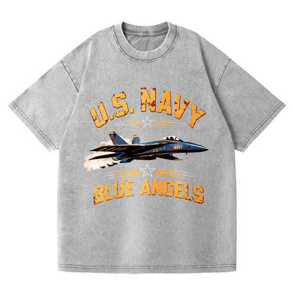 U.S.Navy Blue Angels Vintage Fighter Jet T-Shirt, Patriotic Military Graphic Tee