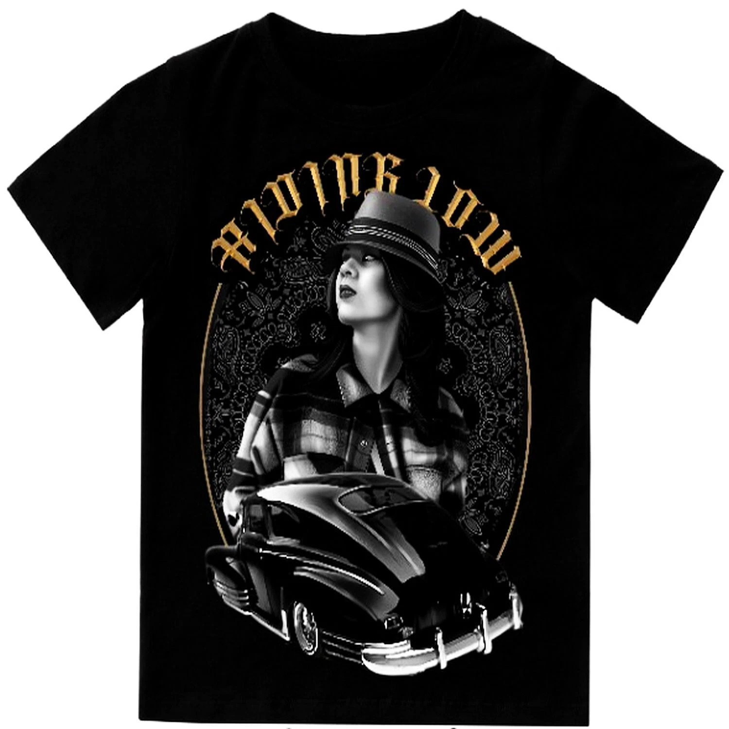 Riding Low Lowrider Men’s T Shirt Classic Car Graphic Print On Shaka Wear Tee