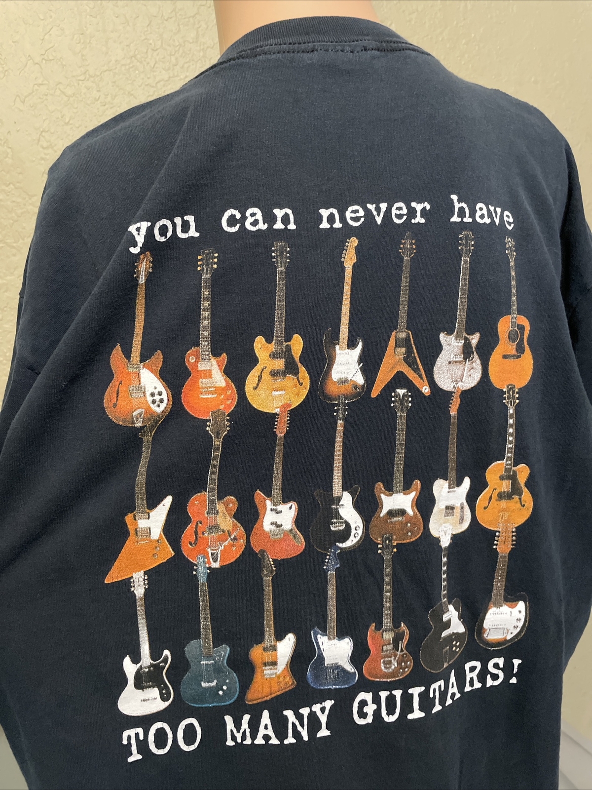 Vintage 90’s You Can Never Have Too Many Guitars Black Shirt Size XL