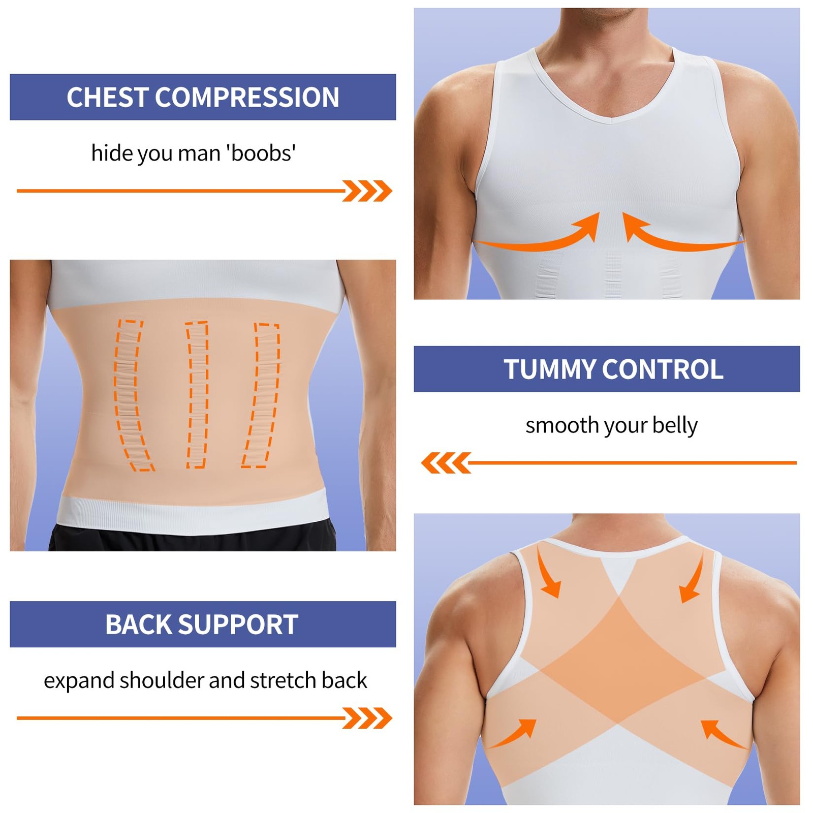 Mens Body Shaper Gynecomastia Compression Shirt Tummy Control Tank Top Waist …