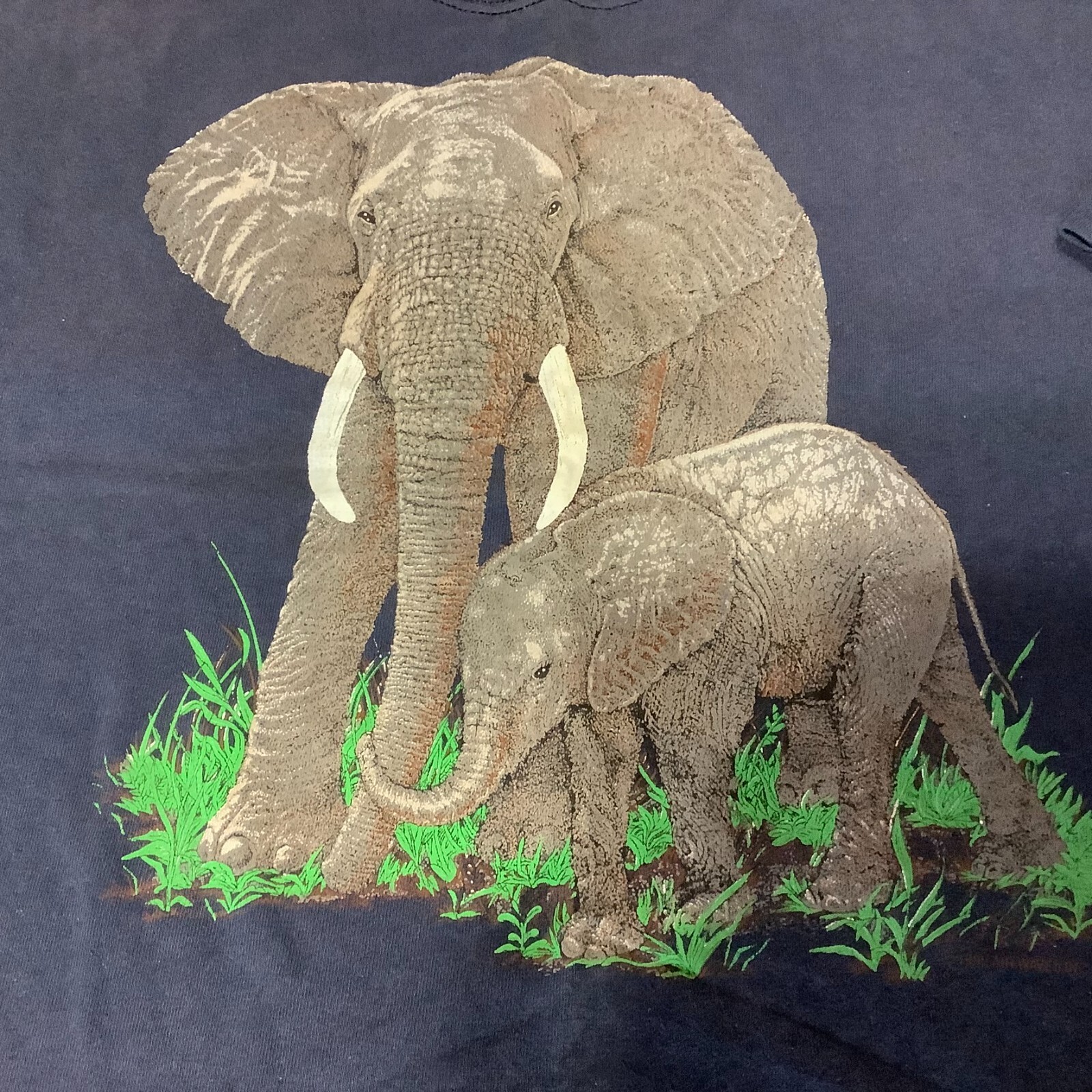 Vintage 1990 Soffe Shirts Elephant Blue T-shirt Single Stitch Size XXXL USA
