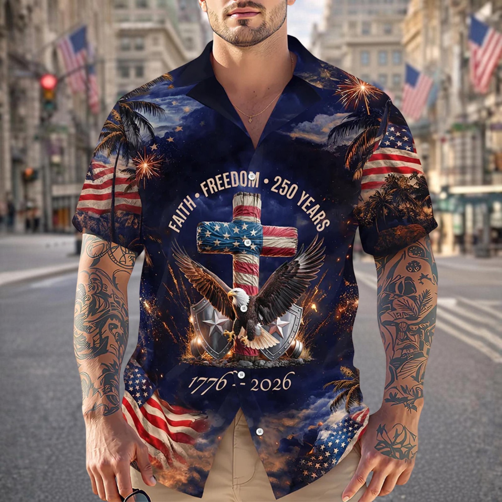 America 250th Anniversary Hawaiian Shirt, 250 Years Of Freedom Button Shirt