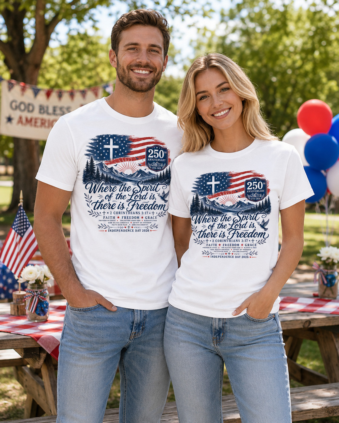 Where the Spirit of the Lord Is Freedom 2 Corinthians 3:17 USA T-Shirt