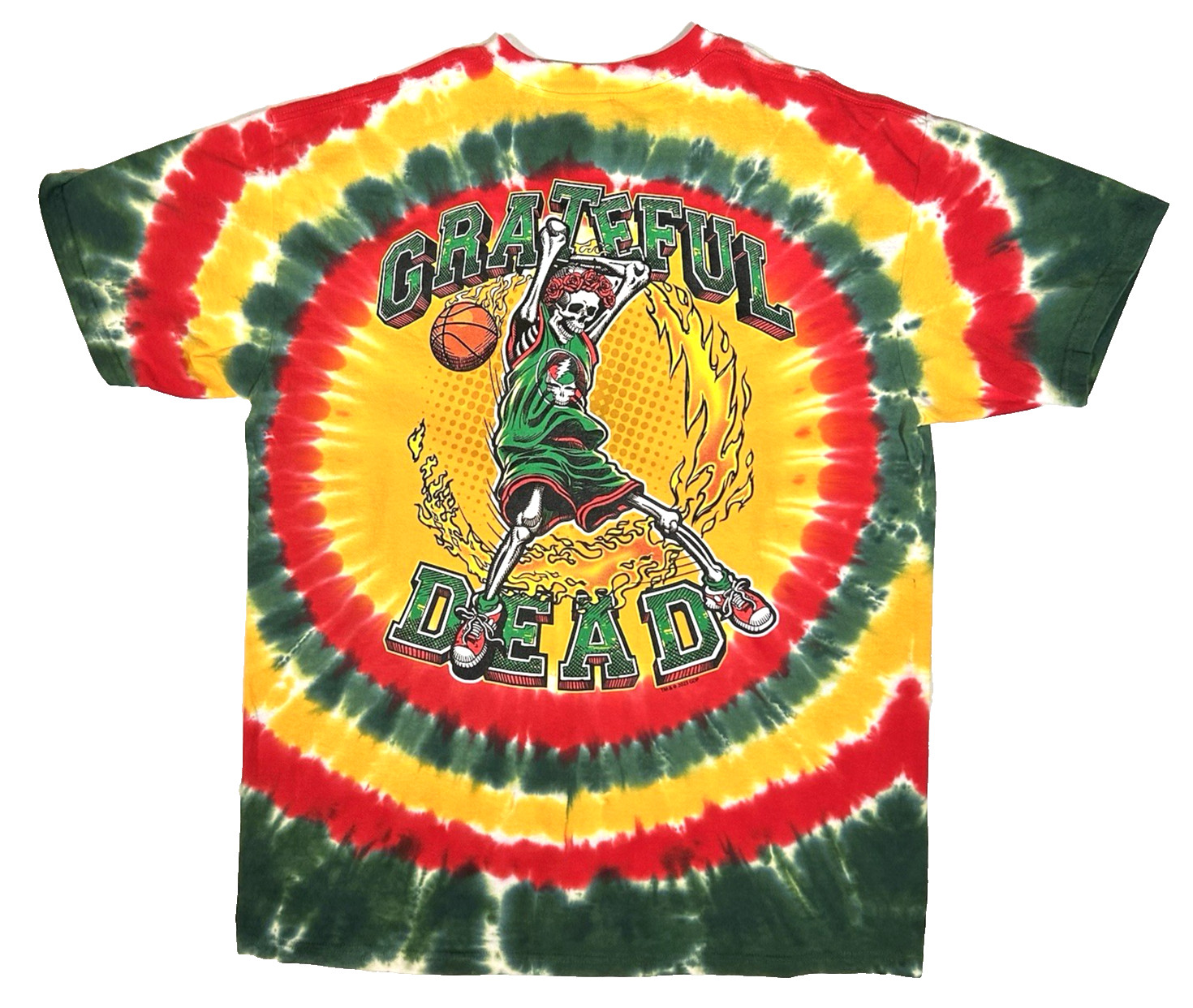 Grateful Dead Dunker Front/Back Graphic Grn/Red/Yellow Tie Dye T-Shirt Large New