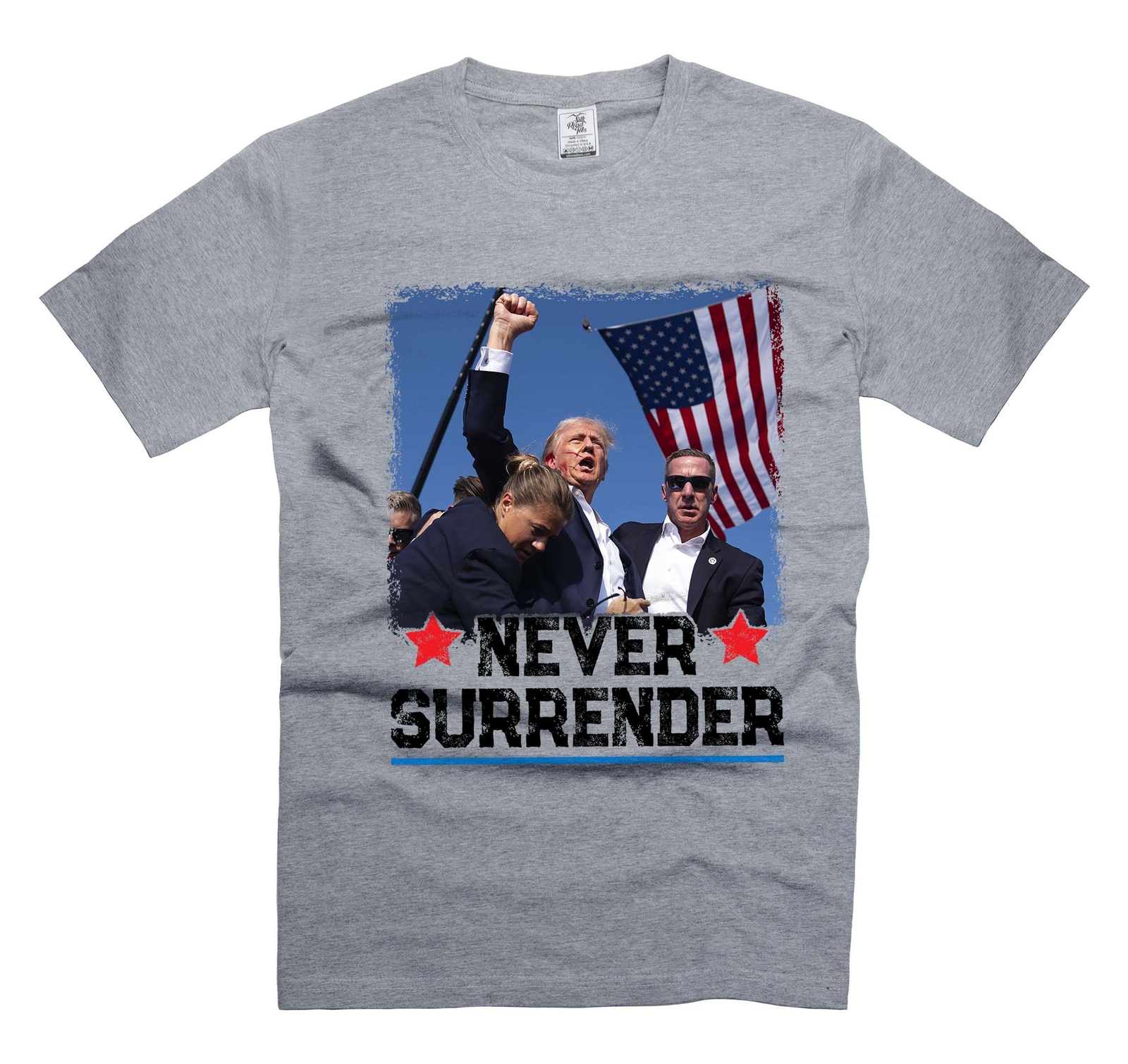 Never Surrender USA Flag Shirt Donald Trump PA Rally Shirt DJT Support Shirt