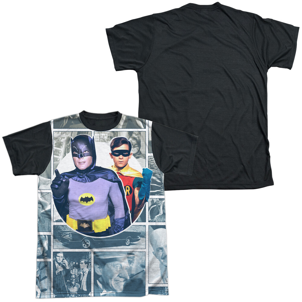 Batman Classic Tv 60S Panels Adult Halloween Costume T Shirt (Black Back), S-3XL