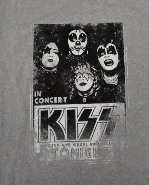 Brisco Brands Mens Kiss Retro Concert Poster Graphic Gray Shirt New Large