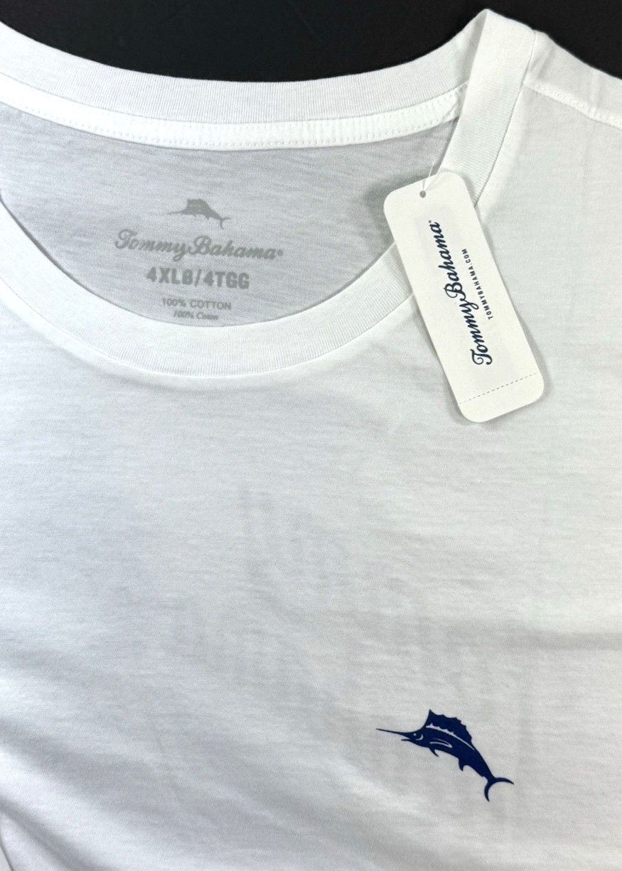 Tommy Bahama Men’s Graphic T / Big-Tall / White / 100% Cotton / AZUL SAILS