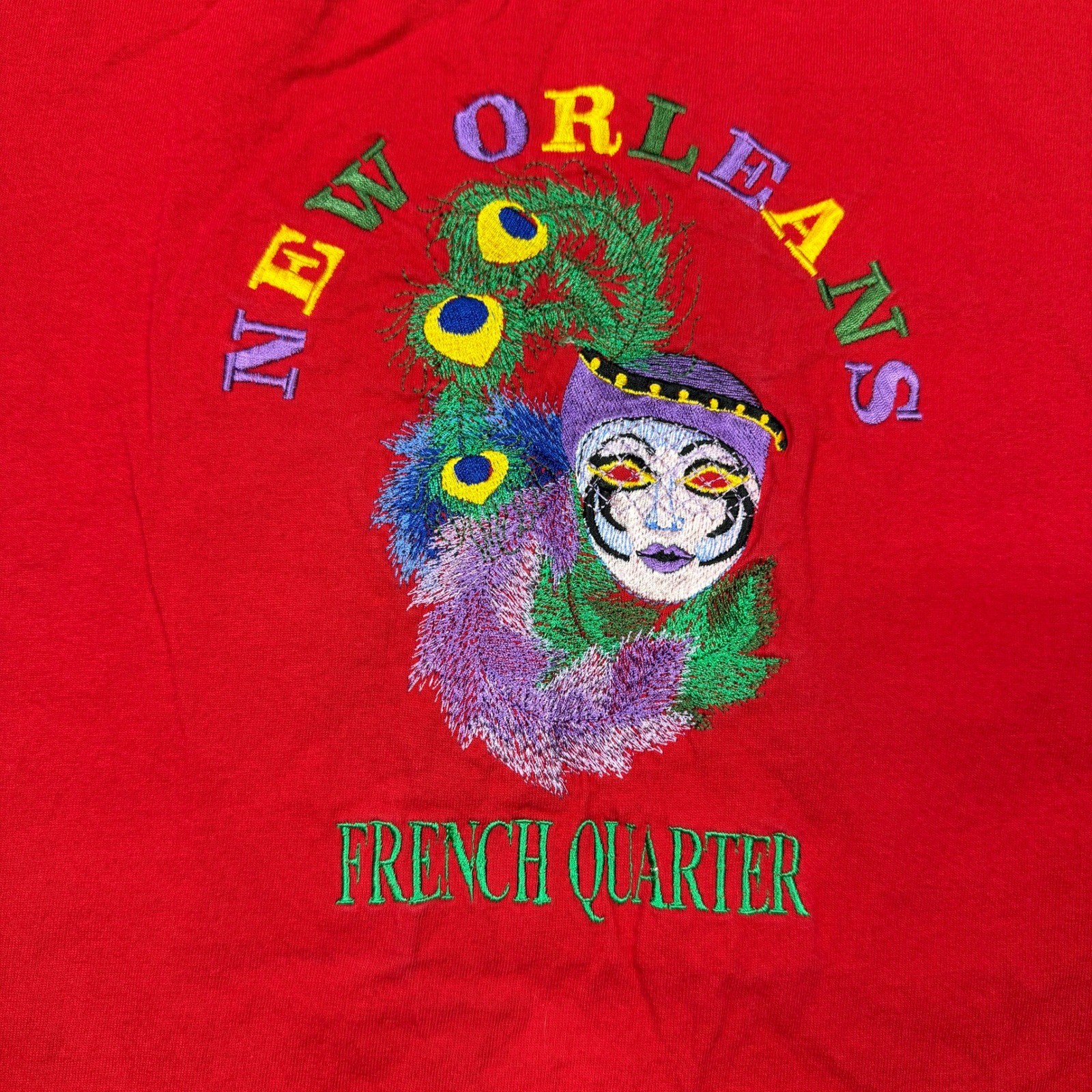 ALSTYLE T Shirt Men XL Red New Orleans French Quarter Mardi Gras Mask