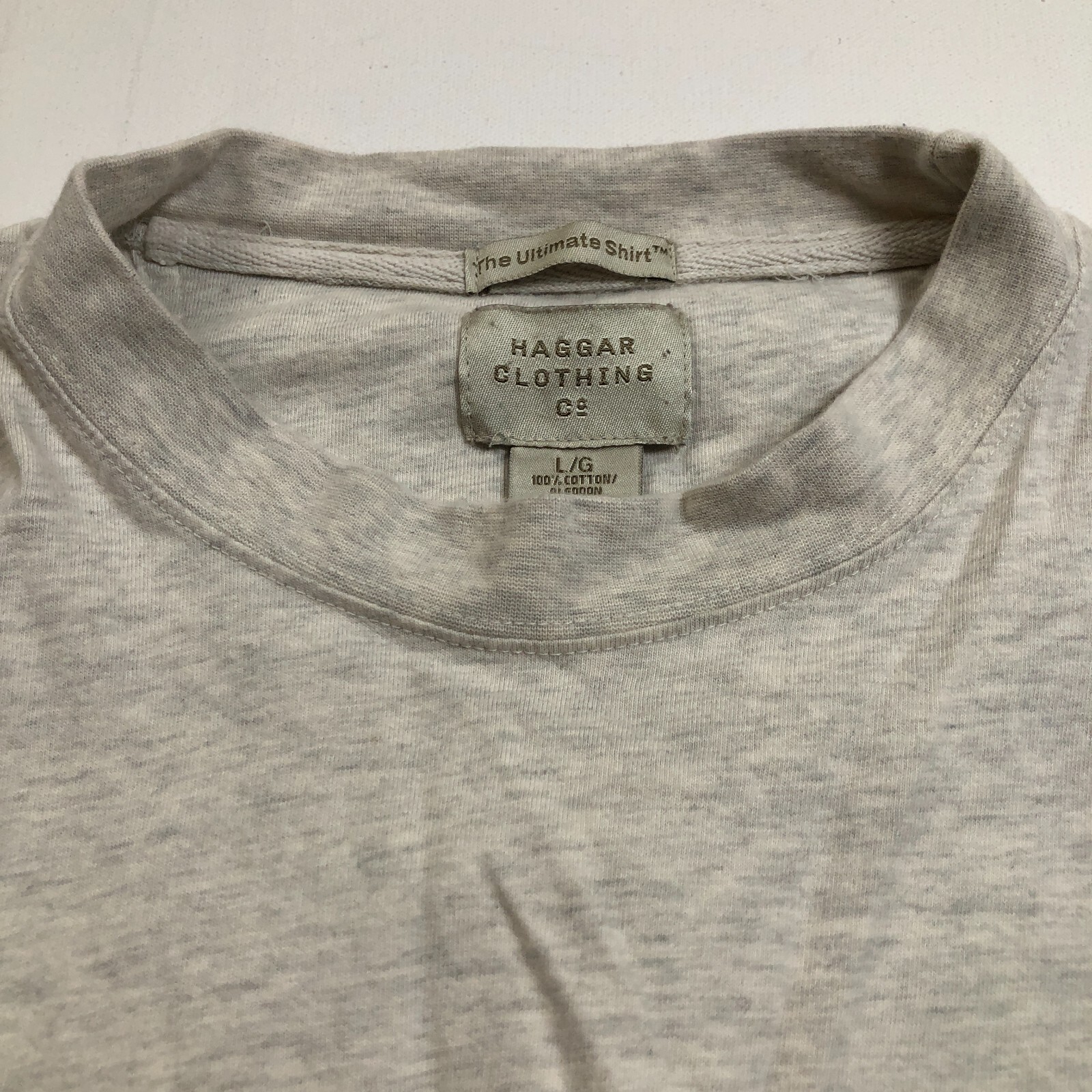 Haggar Ultimate T Shirt Men’s Large L Heather Gray Short Sleeves Pocket Stretch