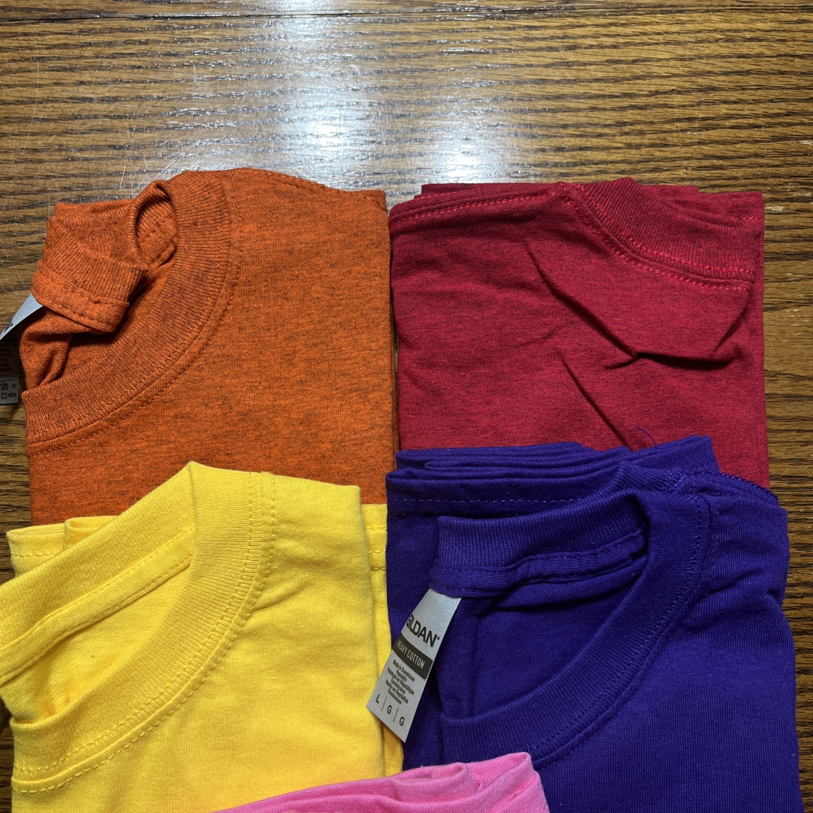 Gilden Heavy Cotton T-shirts Multicolors Size Large No Pocket Set Of Five