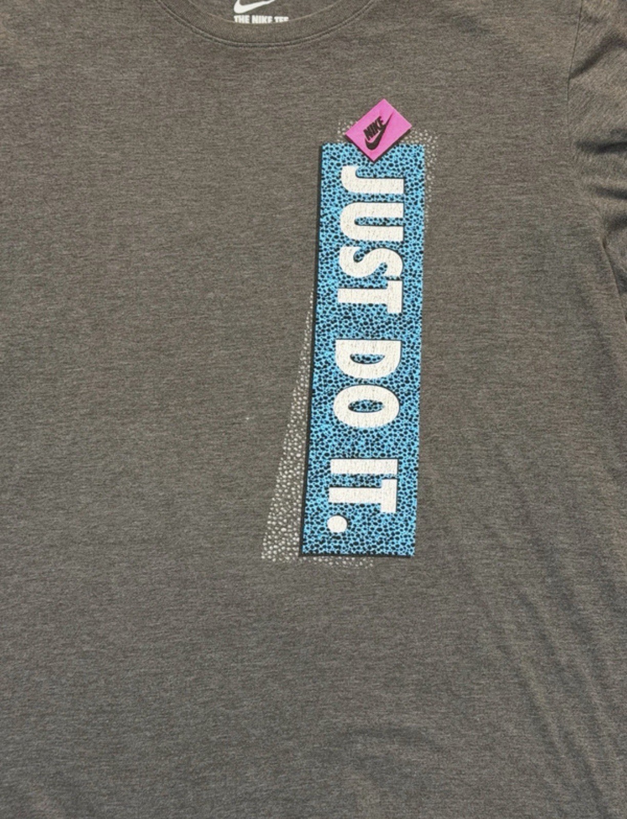 Nike Just Do It Shirt Mens L Gray Retro 90s Graphic Tee Athletic Cut Large EUC