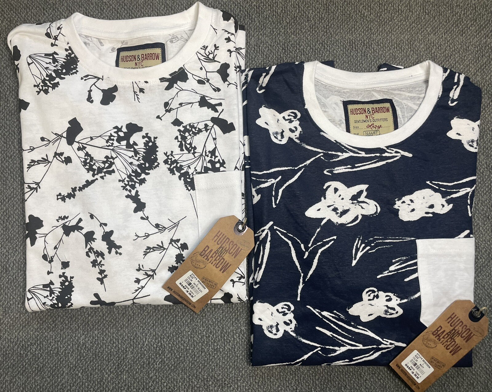 HUDSON AND BARROW 2 Pack of Springs Shirts White/Black + Navy Pick Your Size