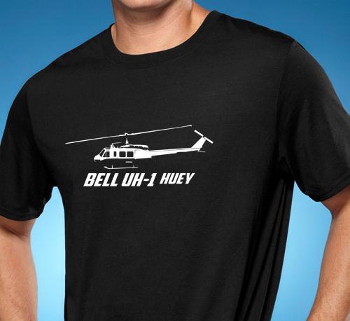 Bell UH-1 Huey Helicopter Classic Outline Design Tshirt NEW FREE SHIPPING