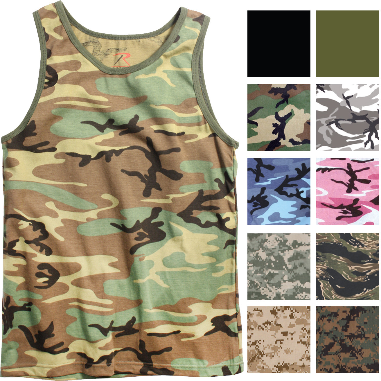 Camo Tank Top Sleeveless Muscle Tee Camouflage Tactical Army Military A T-Shirt