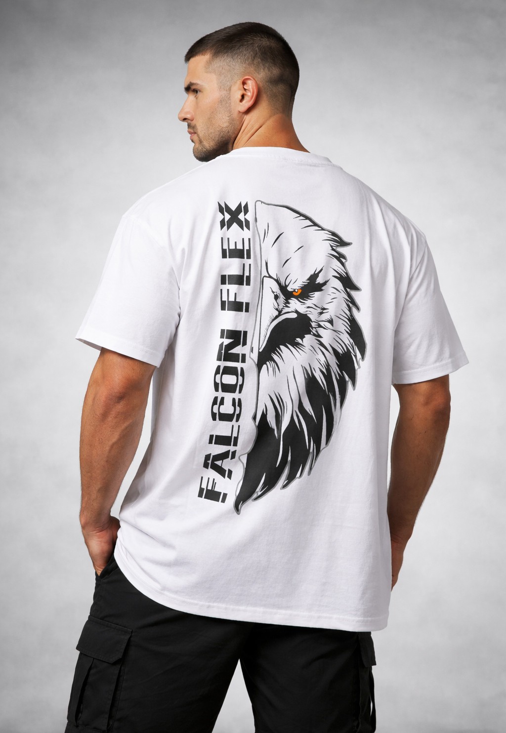 Falcon Flex Men’s Oversized Heavyweight Cotton T-Shirt Gym Training Streetwear