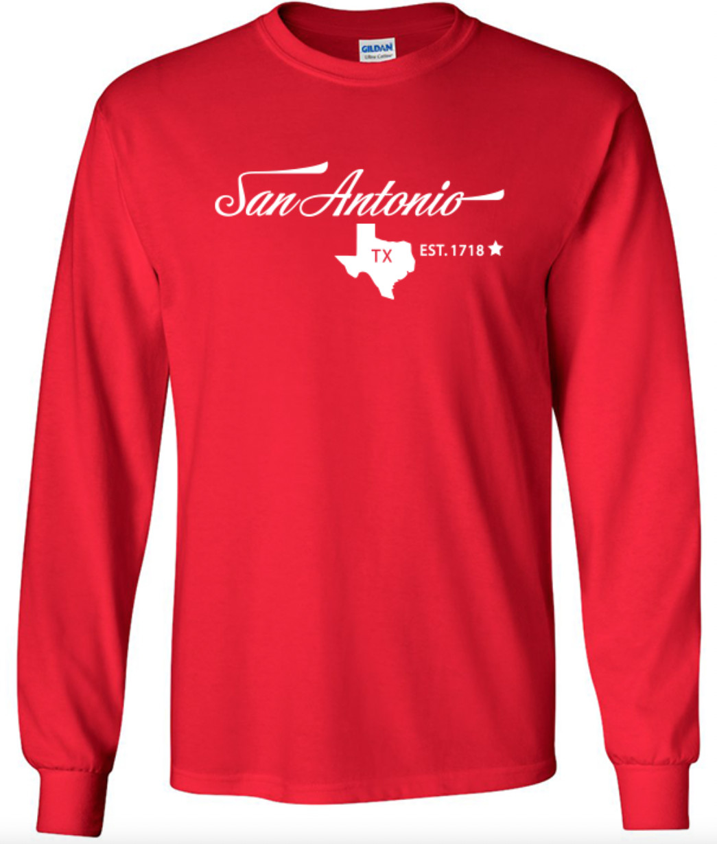 San Antonio Texas State T-Shirt Long Sleeve Graphic tee Unisex apparel Text