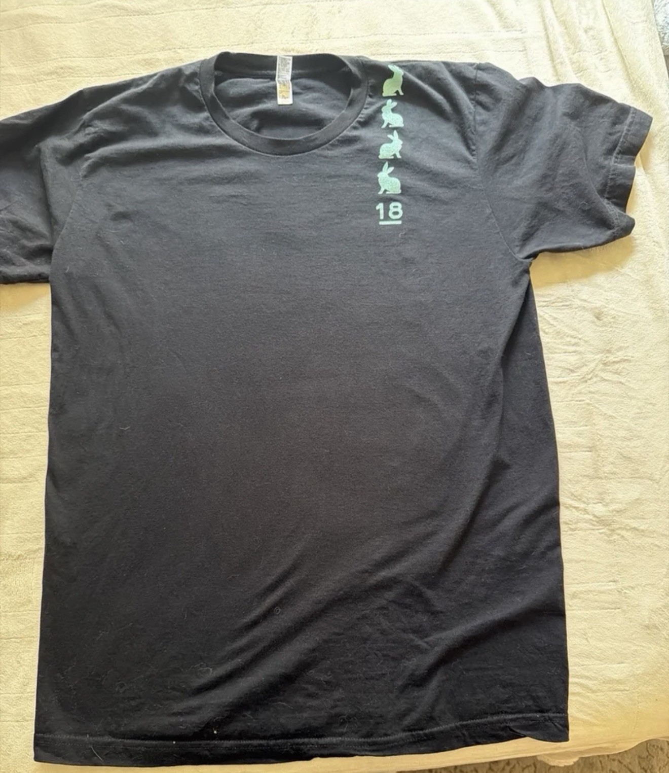American Apparel Men’s 18 Rabbits Black Graphic Cotton Crew Neck T-Shirt L