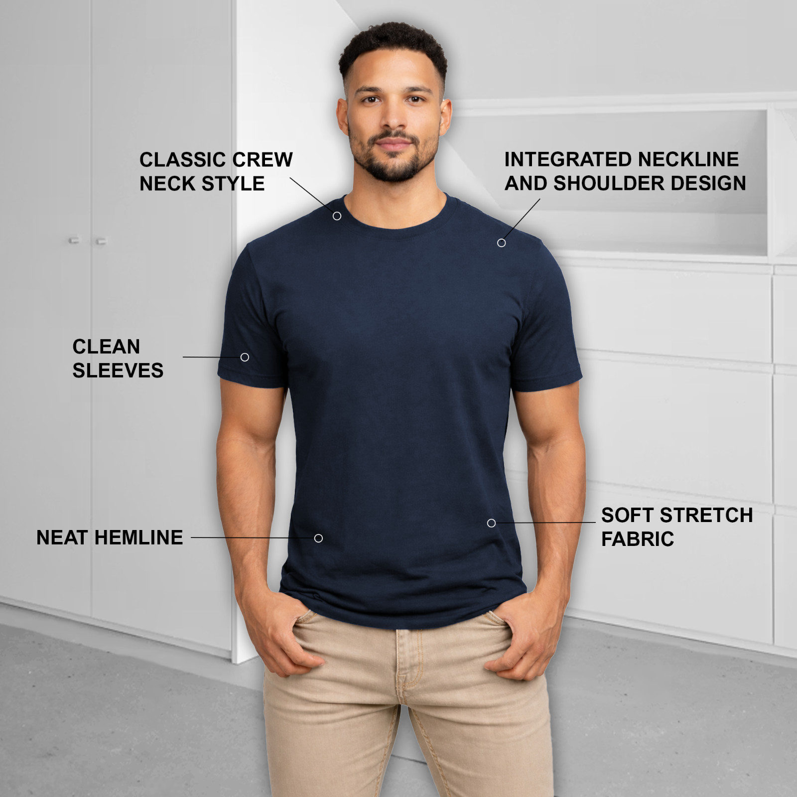Men’s Crew Neck Casual T-Shirts | Cotton Blend Tees S-3XL | Free Shipping