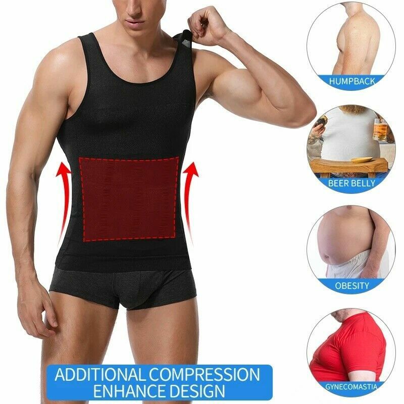 Men’s Slimming Body Shaper Shirt Compression Abs abdomen Control Belly Underwear