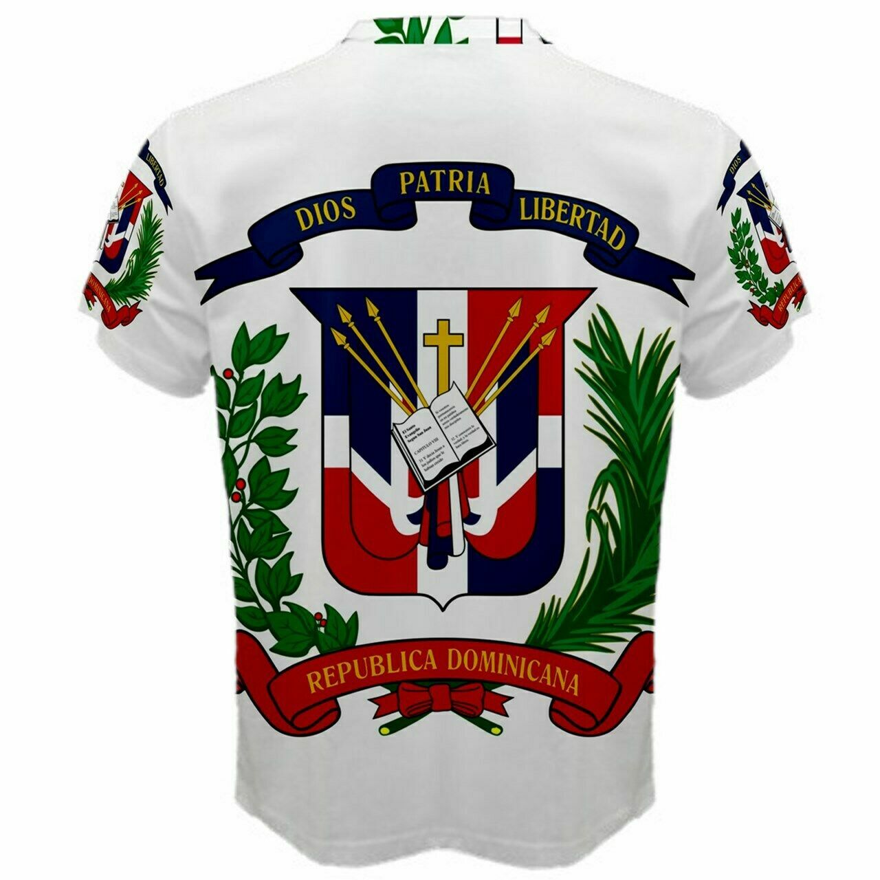 DOMINICAN REPUBLIC COAT OF ARMS FLAG MEN T-SHIRTS & FREE MASK CP BRAND