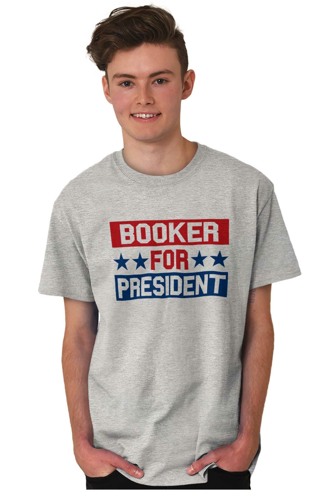 Cory Booker For President Political Voting Adult Short Sleeve Crewneck Tee