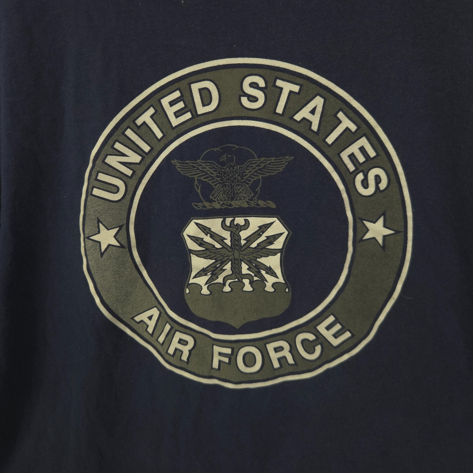 Vintage Air Force Shirt Men XL Blue Short Sleeve Cotton USA Made USAF Bayside