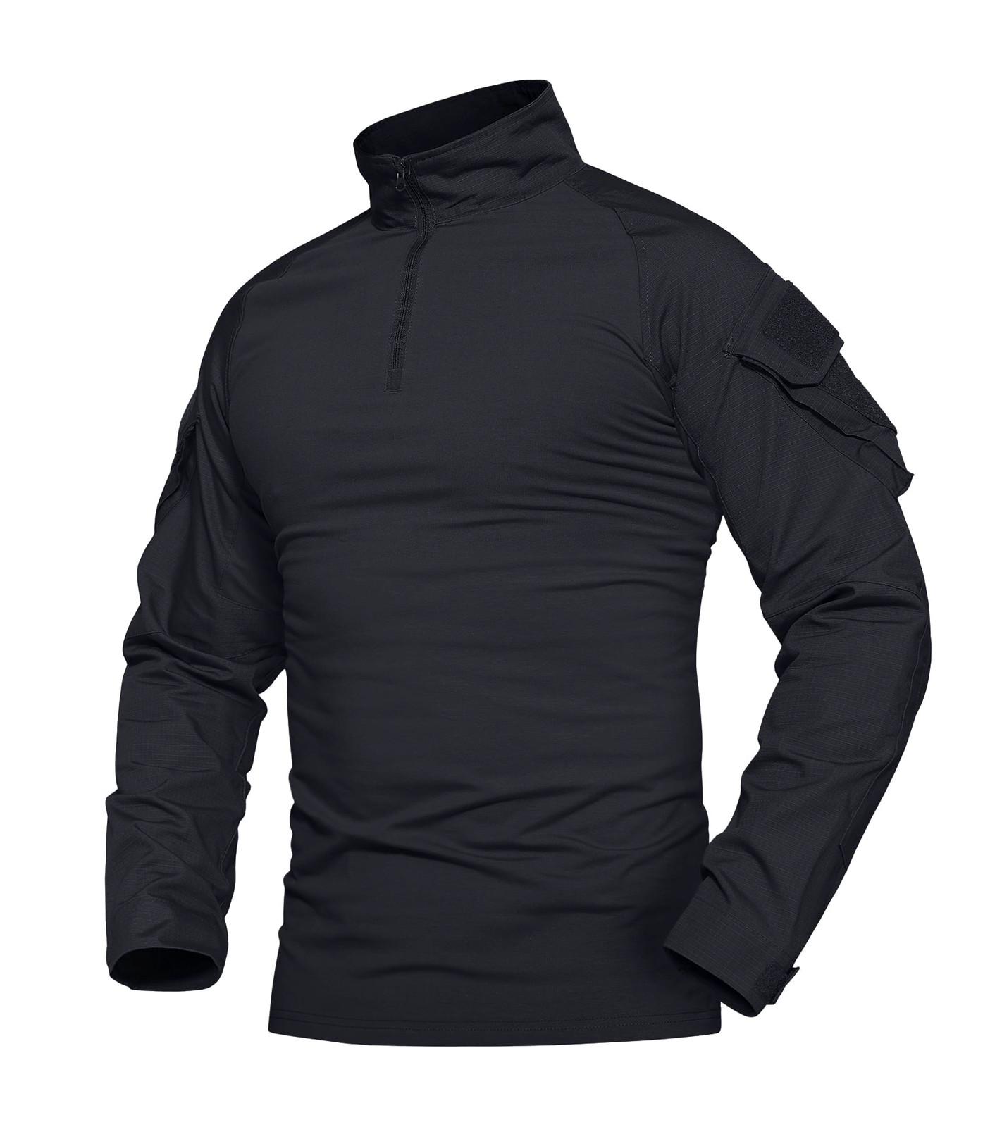 Mens Shirts Atheletic Training Outdoor 1/4 Zipper Long Sleeve Shirt with Pockets