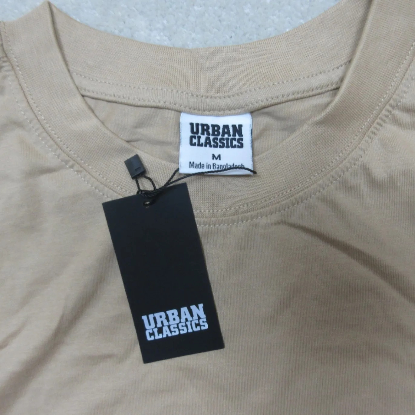 Urban Classics Tall Tee Long Sleeve Shirt M Tan Cotton Casual Wear