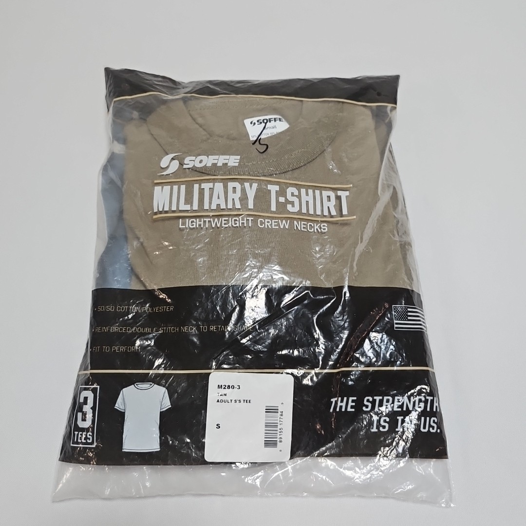 SOFFE Military T-Shirt Lightweight Crew Necks 3 pack Tan (M280-3) Size Small
