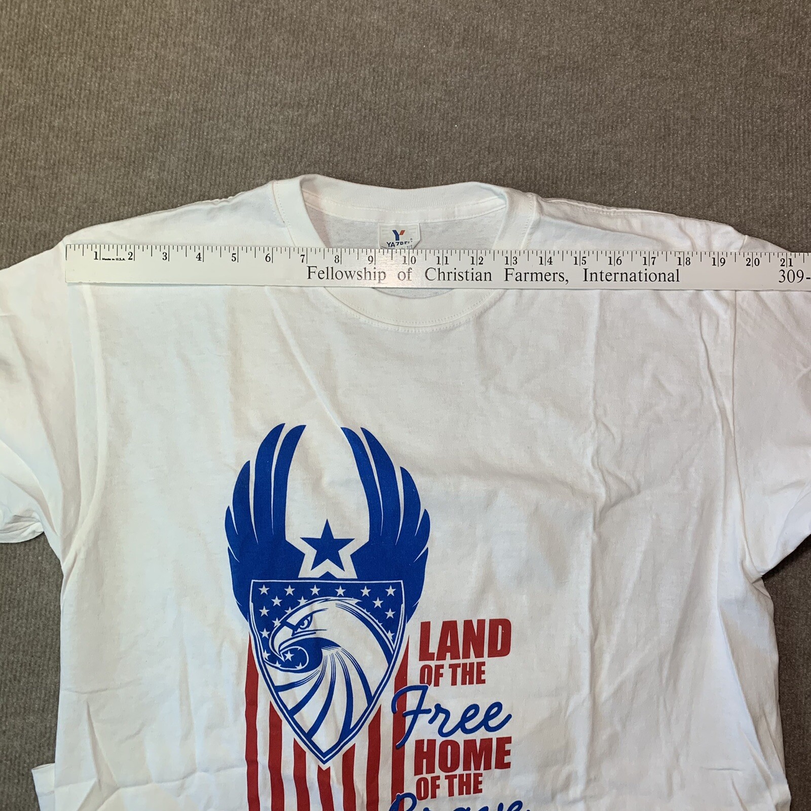 Shirt L Vote Land Free Home Brave Eagle Flag Patriotic American July USA
